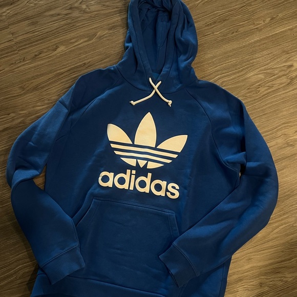 Adidas Blue Sweatshirt Classic Pullover Hoodie - Picture 1 of 2